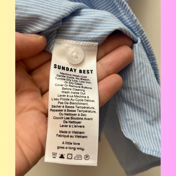 Aritzia Sunday Best Faye Blouse Blue/White Stripes Size Medium - Picture 3 of 3